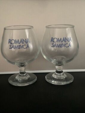Vintage Romana Sambuca Snifter Liqueur Lot of 2 Stemmed Round Base